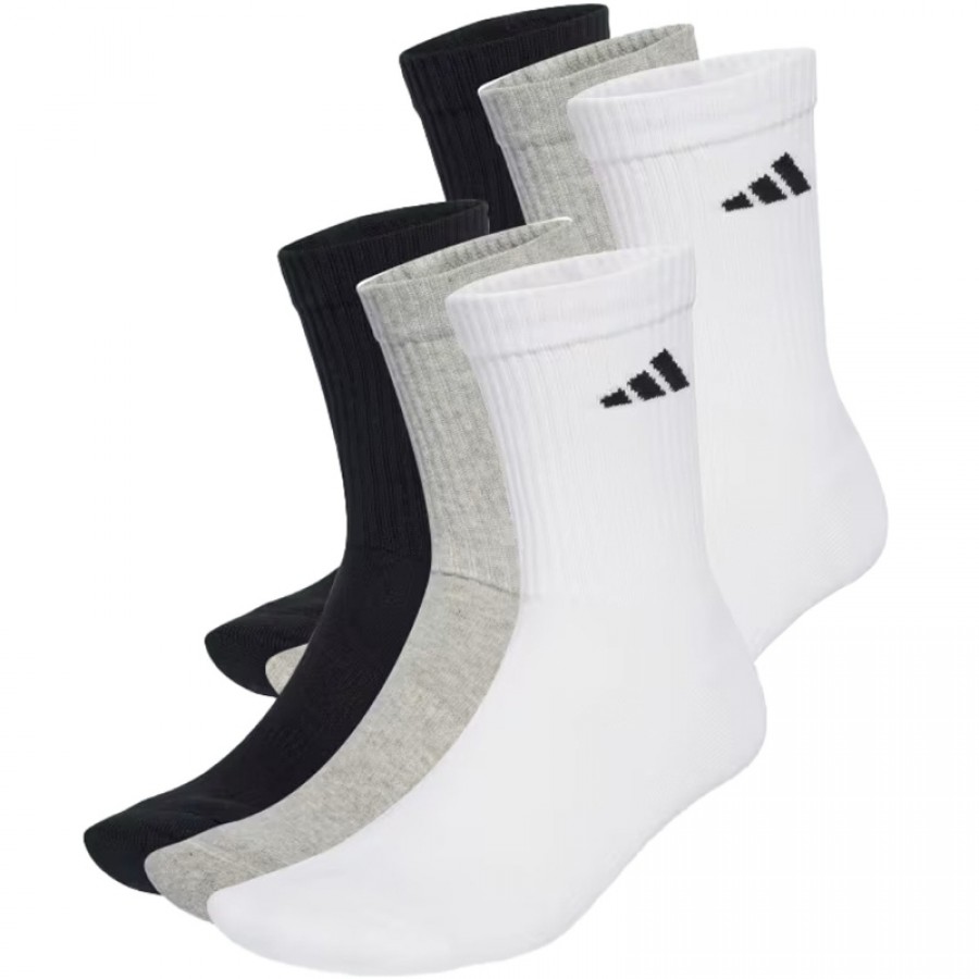 Calcetines Adidas Cushioned Crew Blanco Gris Negro 6 Pares  Offre - Pas cher