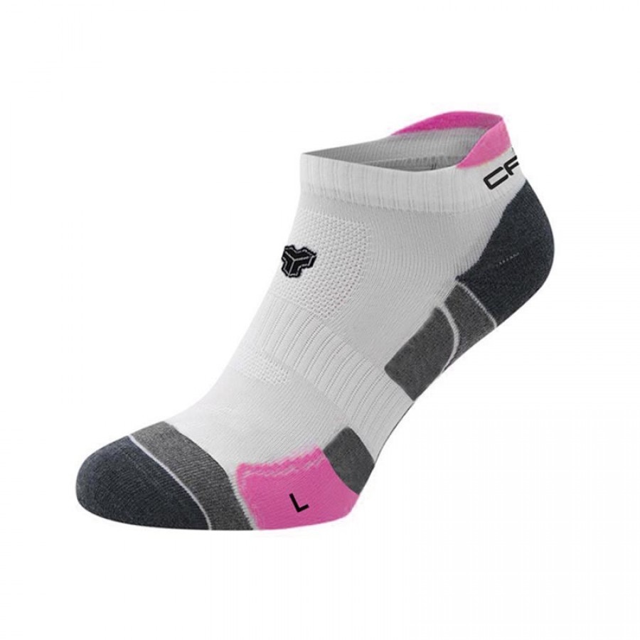Calcetines Cartri Axel Crew Blanco Fucsia 1 Par  Oferta + Barato