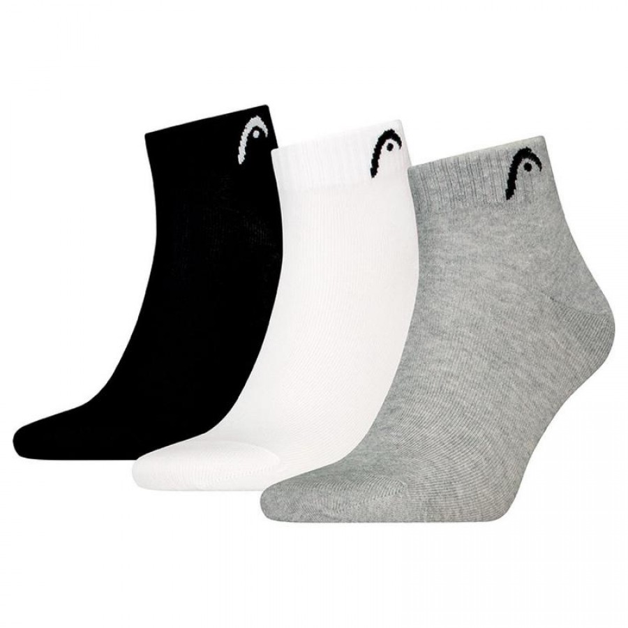 Calcetines Head All Sports Quarter Negro Blanco Gris 3 Pares  Offer + Cheap