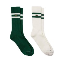 Calcetines Lacoste Corte Alto Blanco Verde  Oferta + Barato