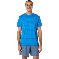 Camiseta Asics Court Listras SS Azul  Oferta + Barato