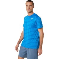 Camiseta Asics Court Listras SS Azul  Oferta + Barato