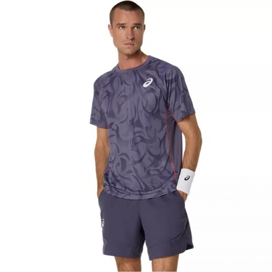Camiseta Asics Game SS Top Gris Purpura  Offre - Pas cher