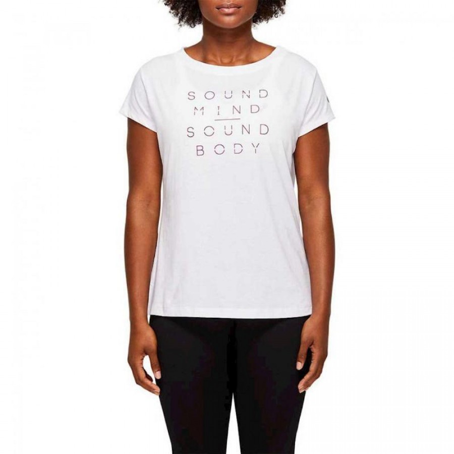 Camiseta Asics Graphic Glossy White para Mulheres  Oferta + Barato