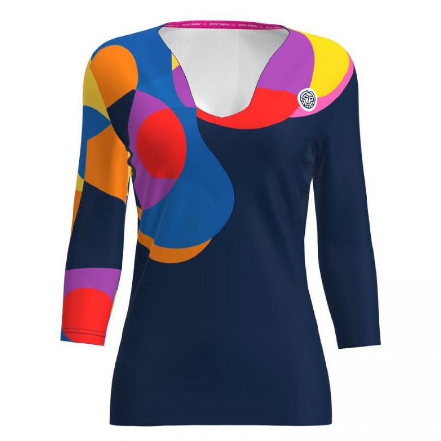 Bidi Badu T-Shirt Femme Twiggy V-Neck Dark Blue Mix  Offre - Pas cher