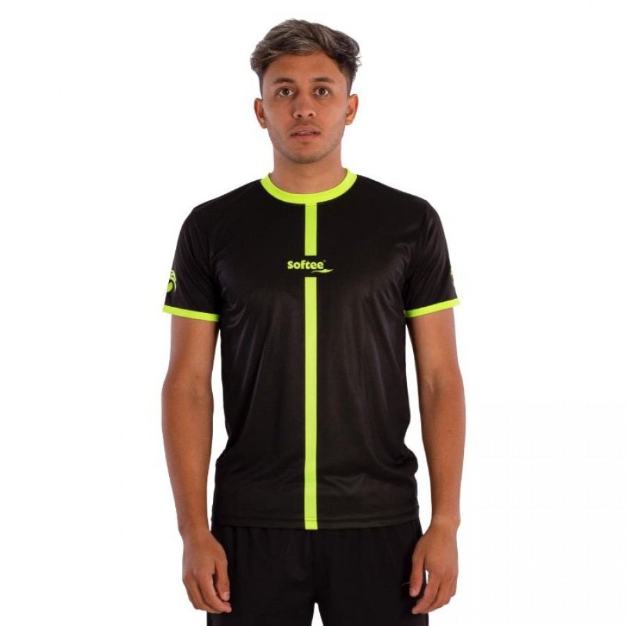 Camiseta Softee Tipex Negro Amarillo Fluor  Oferta + Barato