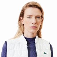 Chaleco Lacoste Slim Fit Azul Marino Blanco Mujer  Oferta + Barato