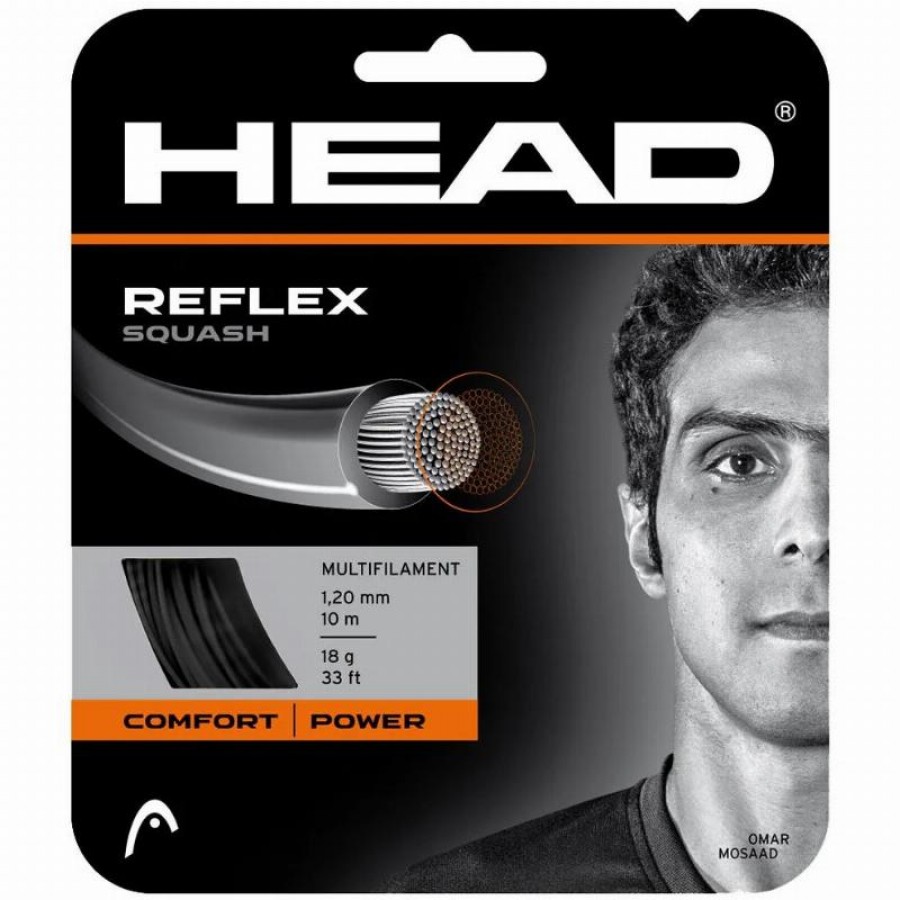 Squash 10m Head Reflex 1.20mm Black String  Offer + Cheap