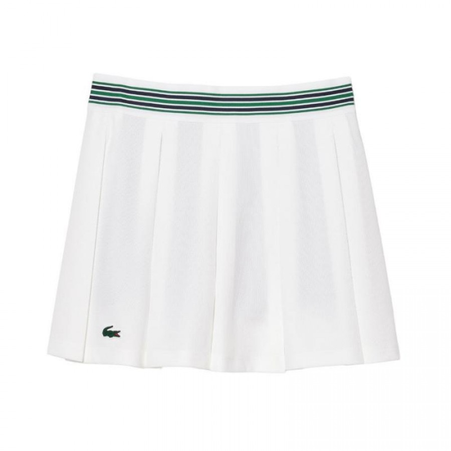 Saia Lacoste Piqué Branco Verde  Oferta + Barato