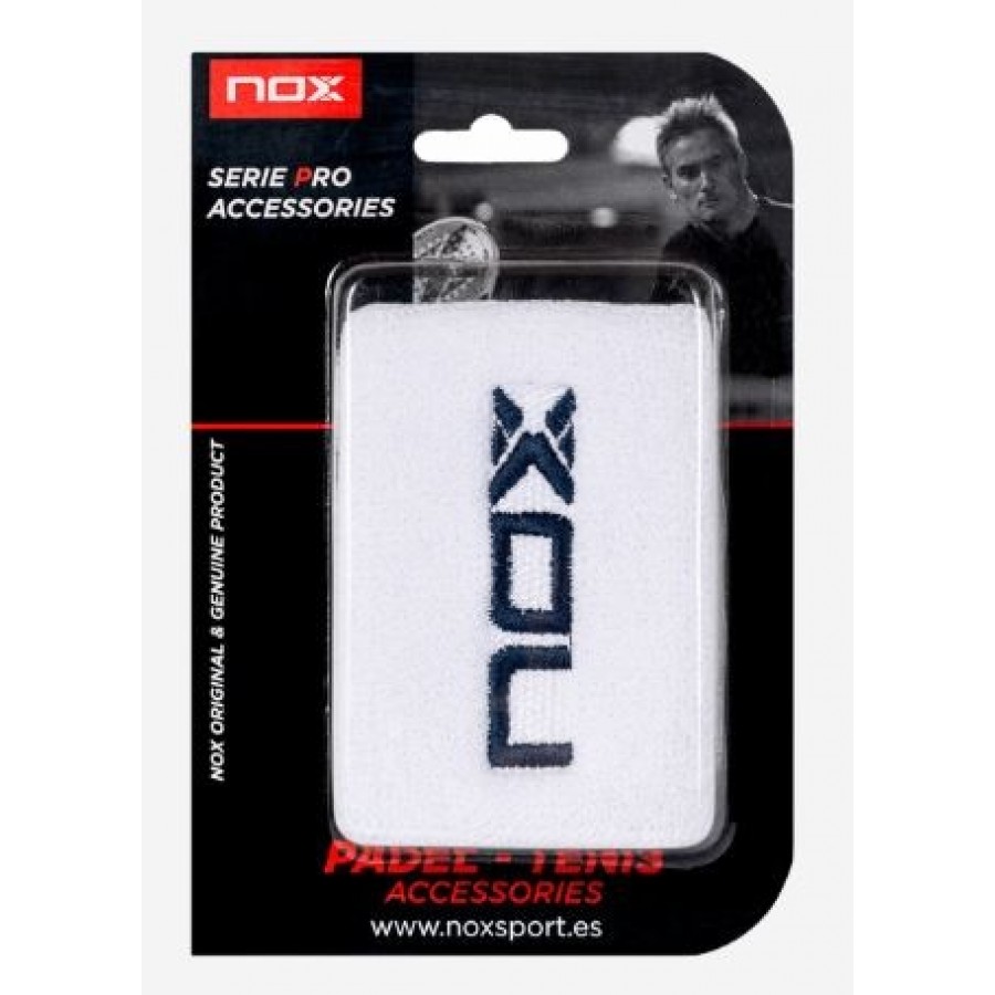 Muñequeras Nox Blanco Logo Azul Marino 2 Unidades  Oferta + Barato
