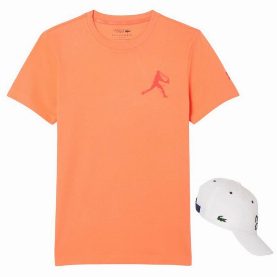 Pack Lacoste Novak Djokovic T-shirt orange et casquette blanche  Offre - Pas cher