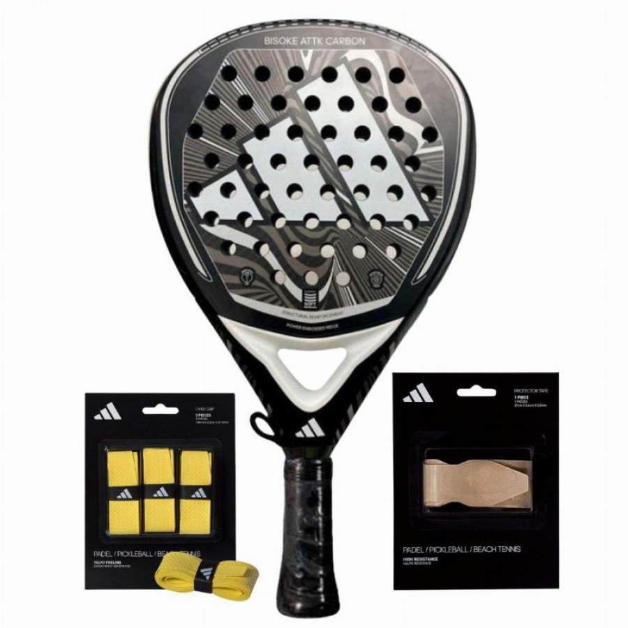 Adidas Bisoke Attk Carbon 2024 Racket Pack with Overgrips and Protector  Offer + Cheap