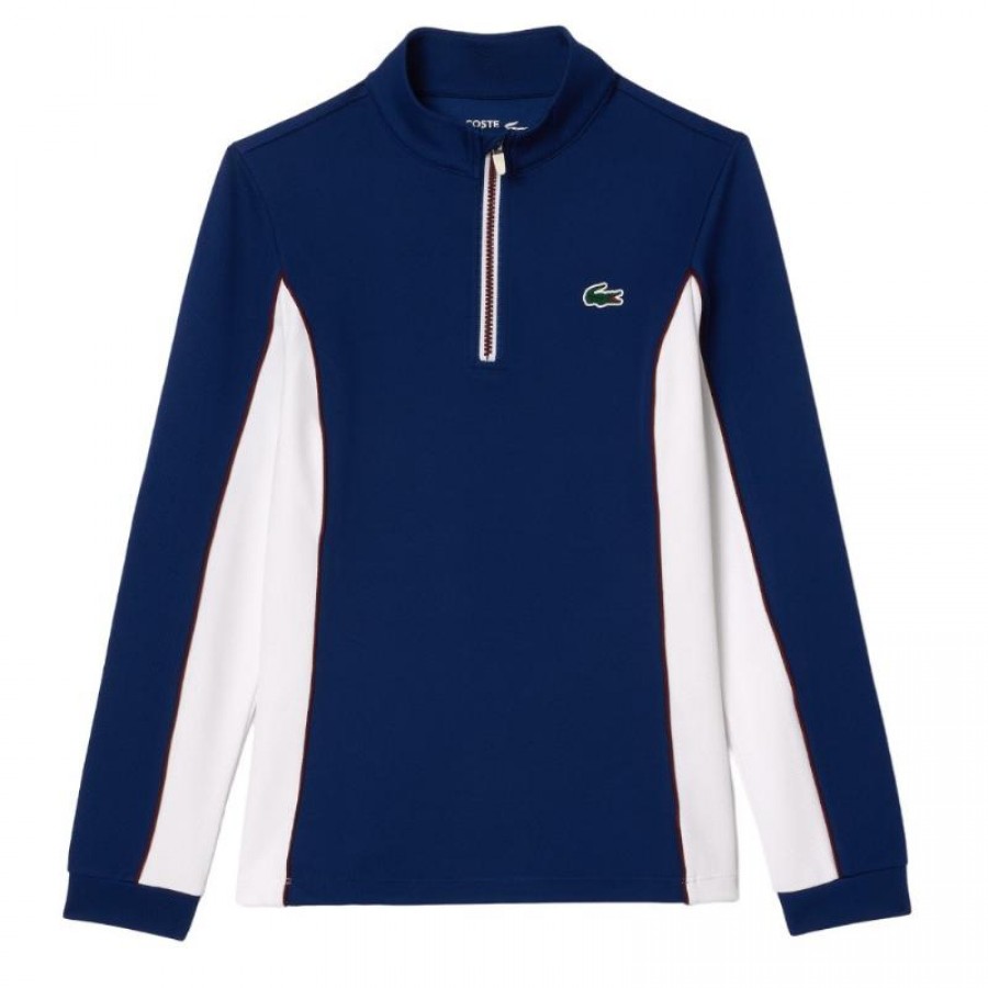 Sweat-shirt femme Lacoste Ultra Dry bleu marine blanc  Offre - Pas cher