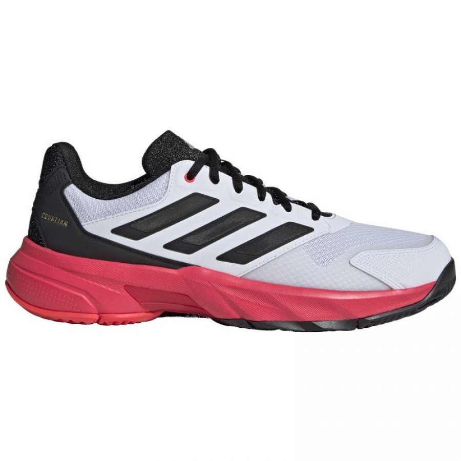 Tênis Adidas CourtJam Control 3 Branco Preto Vermelho  Oferta + Barato