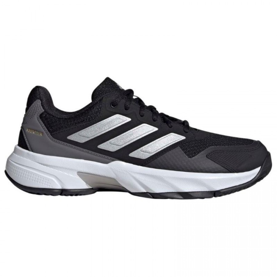 Chaussures Femme Adidas CourtJam Control 3 Noir Argent Gris  Offre - Pas cher