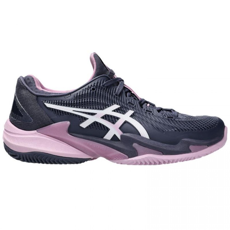 Baskets Femme Asics Court FF 3 TERRE BATTUE Bleu Indigo Blanc  Offre - Pas cher