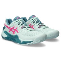 Asics Gel Resolucão 9 Padel Mint Rosa Fluor Sapatos Femininos  Oferta + Barato